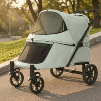 Folding Dog Stroller Single-Action Fold Soft-Sided Pet Stroller Ventilated