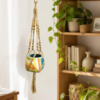 Macrame Plant Hanger, Hand-Woven Macrame Plant Hanger for Home Decor Fiber Hanging Planter, Sturdy European Design