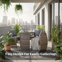 3 Pieces 3 Piece Wicker Patio Set Weather-Resistant Balcony Furniture Set Hand-Woven Space Saving Balcony Furniture for Couples, Porch, Backyard, Deck