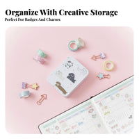 Cartoon Print Tin Case Hinged-Lid Lid Decorative Box Dust-Proof for Students