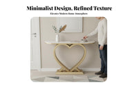 Light Luxury Aesthetic Heart-Shaped Console Minimalist Aesthetic Narrow Entryway Table Golden Frame Hallway Stand Space-Saving for Apartment Dwellers, Interior Decorators, Homeowners, Small Areas, Living Room, Bedroom