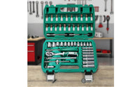 Socket Set with Hard Shell Case 53-Piece Tool Kit with Hard Shell Case 1/4-Inch Ratchet and Socket Set for Car Repair, Garage, Roadside Emergency