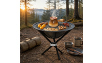 Folding Grill Portable Round Cooking Grate Steel Brazier for Grilling