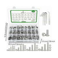Labeled Compartments Socket Cap Screw and Nut Set Mixed Sizes Stainless Steel Hardware Kit Hex Key Set Rust Proof