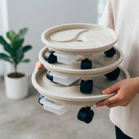 Plant Stand with Wheels for Floor Standing Use, Heavy Duty PP Material with Water Collection Tray, Stable Indoor and Outdoor Rolling Saucer