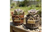 Vintage Bucket Pot Lightweight Garden Decor Weather Resistant Home Decoration for Windowsill, Balcony