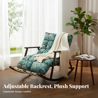 Wooden Rocking Chair sturdy Wood Frame Indoor Seating sturdy Build Padded padding for Seniors, Homeowners, Living Room