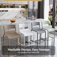 Plastic Bar Stool with Rear Rest Indoor & Outdoor Use Modern Bar Stool Minimalist High Chair Long-Lasting Modern Counter Chair