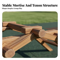 Carbonized Wood Toy Blocks Mortise and Tenon Design Carbonized Wood Blocks Sensory Training Interlocking Construction Logs for Preschoolers, Backyard