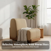 Upholstered Wood Frame Armchair Nordic Design Single Sofa Textured Upholstery Breathable Fabric for Readers, Living Room, Office