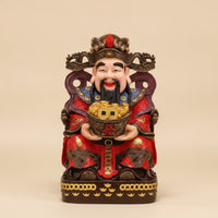 Prosperity Deity Statue Tabletop Deity of Prosperity Statue Ornate Figure with Golden Ingot for Business Owners, Collectors