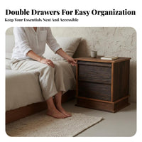 Single-Drawer Nightstand Rustic Look Bedside Table Rounded Corners for Students