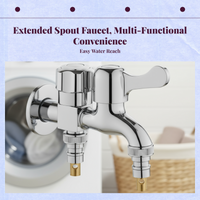 Brass Faucet, Wall Mounted, Extended Spout, Single Cold Water faucet for Mop Sink, Laundry Room, Washing Machine