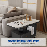 Cream Style Movable Sintered Stone Coffee Table for Living Room, Small Space