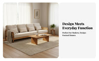 Rustic Simplicity Design Sofa Firm-Density Sponge Filling Solid Gentle Puff Couch Skin-Friendly Textile Ash Wood Frame Sofa for Young Adults, Home