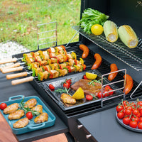 Briquette Barbecue Grill Black Briquette Grill with Lid Freestanding for Families, Backyard, Patio