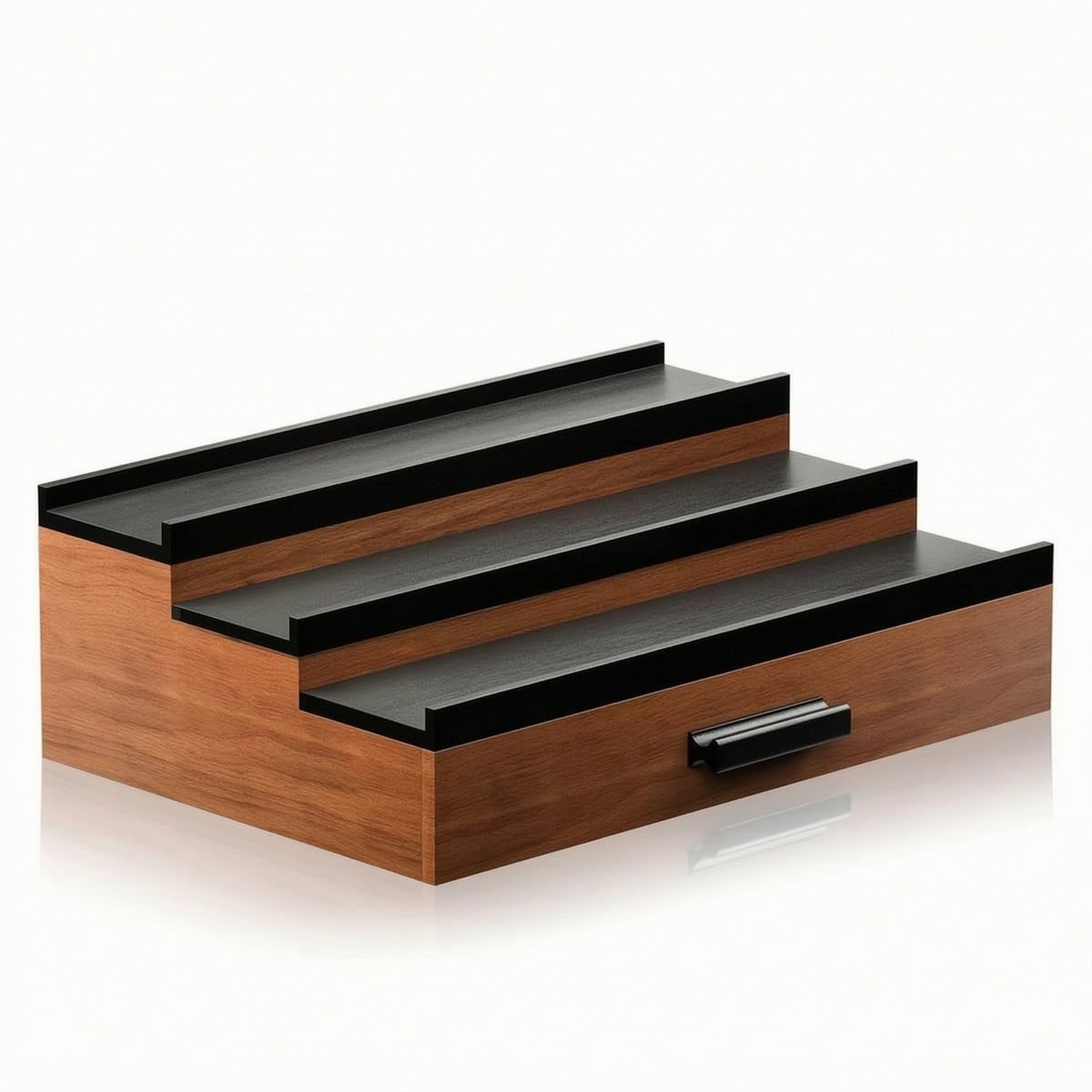 Wooden Display Rack with Drawer Compact Tiered Perfume Organizer Elegant Perfume Organizer with Drawer for Vanity Table