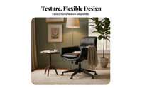 Upholstered Rotating Chair with Gold Base Genuine Leather Home Seating Ergonomic Shape Easy Assembly for Professionals