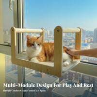 Sunbathing location paneMounted Cat resting location Elevated View paneMounted Cat resting location Space Saving Pet Supply Sturdy Build for Apartment Dwellers, Renters, Indoors, Sunroom, Living Room, Bedroom