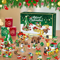 Cross-border Building Block Christmas Calendar Blind Box Countdown, 24-grid Children's DIY Car Dinosaur Building Block Tear-off Blind Box
