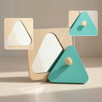 Child-Centered Shape Matching Toy Easy-to-Grip Wooden Board with Mirror Sensory Stack and Sort Board Classic for Toddlers, Babies