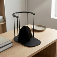 Tabletop Hat Rack Metal Frame Wooden Hat Stand Curved Top Hoop