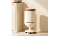 Wood-Grain Trash Can with Spring Lid Floor Standing Trash Can with Lid Glossy Wastebasket Easy to Clean for Kitchen