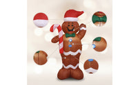 Holiday Inflatable Gingerbread Man with Candy Cane Outdoor Christmas Inflatable Gingerbread Man Festive Yard Decoration Inflate for Porch, Storefront