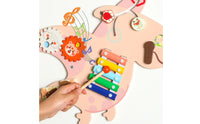 Develops Fine Movement Skills Wall Mounted Activity Center Sturdy Wood Construction Wooden Sensory Wall Panel Polished Edges Educational Busy Board Encourages Independent Play for Kindergarten