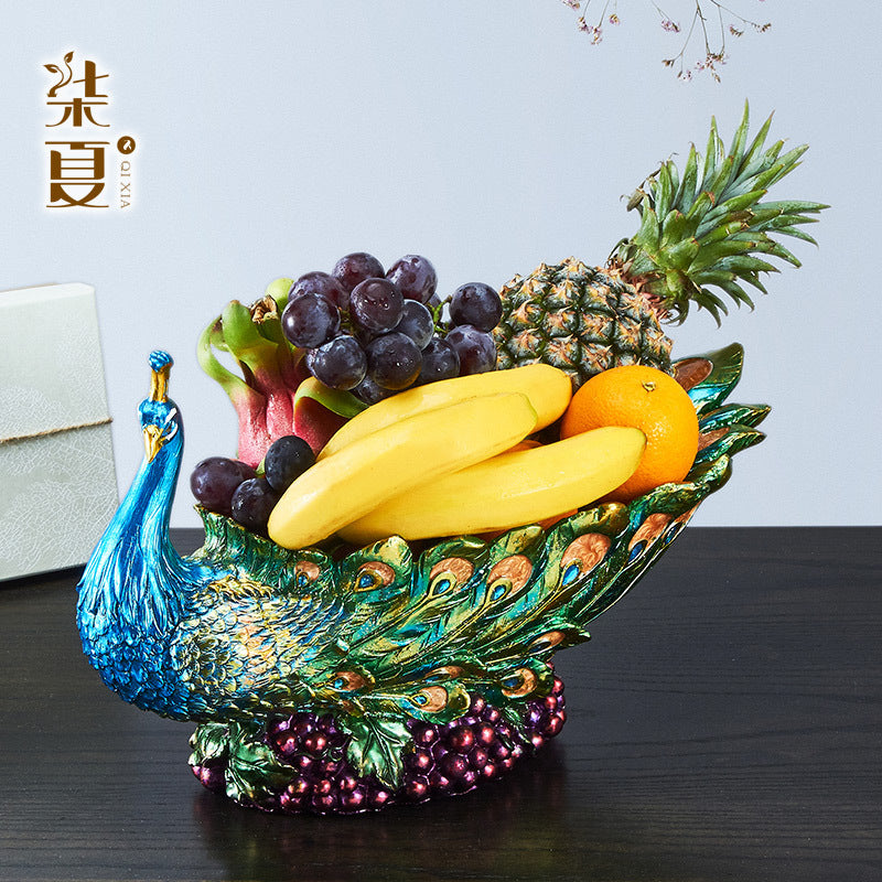 Peacock Fruit Bowl Decorative Tabletop Snack Dish