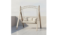 Swing Bench with Arch-Supported Base Freestanding Outdoor Swing Bench Metal Furniture for Couples, Homeowners, Garden, Backyard, Balcony