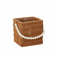 Multi-Purpose Rattan Design Flower Basket Multifunctional Small Woven Tote Artisanal House Decoration Lightweight for Party Decor
