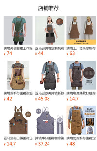 Canvas Apron for Craftsmen, Outdoor Woodworking, BBQ, Barista, Work Apron, Custom