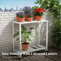 2-Tier Rolling Plant Stand Floor-Standing Multi-Tiered Plant Stand Easy to Move