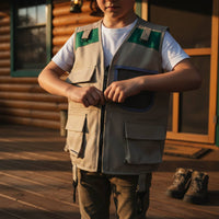 2 Pieces Kids Nature Investigator Vest and Hat Set Multi-Pocket Design Outdoor Exploration Vest and Hat Outdoor Exploration