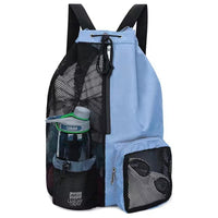 Mesh Drawstring Backpack for Swimming, Beach, Gym, and Travel with Wet Bag