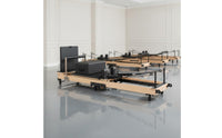 Space Saving Foldable Pilates Reformer Solid Wood Frame Pilates Reformer with Wooden Box Professional Grade Home Core Training Machine Full-Body Workout for Adults, Beginners, Gym