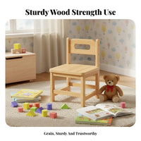 Wooden Chair with Backrest Multi-Purpose Small Stool for Playroom, Toddlers