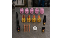 17 Pieces Welding Torch Consumables Kit Ceramic Cups Welding Torch Consumables Set Industrial Tool for Workshop