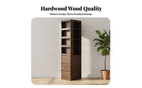 Slim silhouette Narrow Corner Shelving Unit Space-Saving Narrow Gap Shelving Unit mid-century styleperiod Modern Design Shelving Unit Freestanding for Book Lovers, Apartment Dwellers, Homeowners, Small Spaces, Next to Sofa, Living Room, Home Office
