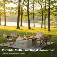 Folding Camp Box with Tabletop Lid Multi-Functional for Campers, Car Owners