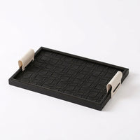Leather Wood Tray - Light Luxury Decor