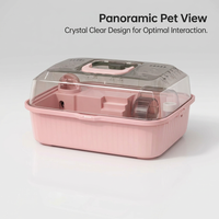 Hamster Cage with Wheel, Syrian Hamster Cage, Double Layer Spacious Tray, Portable Travel Case, Easy to Clean Rodent Cage