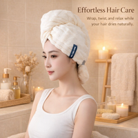 Hair Towel Wrap Turban for Women with Super Absorbent Coral Fleece, Head for After Shower Bathroom Use, Lightweight Quick Drying Design