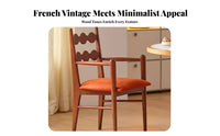 Cane rear Armchair French and designd Dining Chair With Armrests Upholstered pad for Adults, residents, Study, Kitchen, Cafe