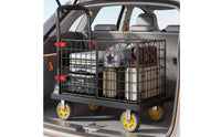 Foldable Utility Cart Quiet Rolling Cart with Wire Enclosure Portable