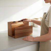 Wooden Utensil and Napkin Holder Space Saving Wood Flatware Organizer for Buffet
