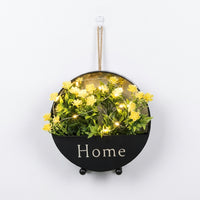 Home Decoration Plant Pots for Indoor Plants, Pack of 4 Round Metal Wall Planters, Hanging Basket with Lights, Nordic Style Hallway Decor