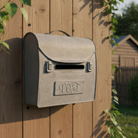 Gray Metal Mailbox Outdoor Use Vintage Post Box Embossed Design for Porch