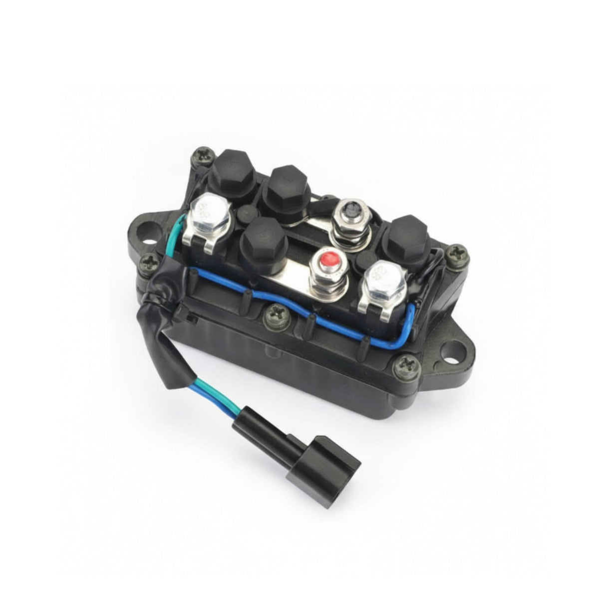 Mounting Ears Outboard Starter Relay Insulated Wires Marine Engine Starter Relay Molded Plastic 4 Terminal Solenoid Black